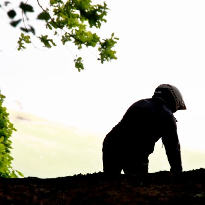 a person standing on top of a hill