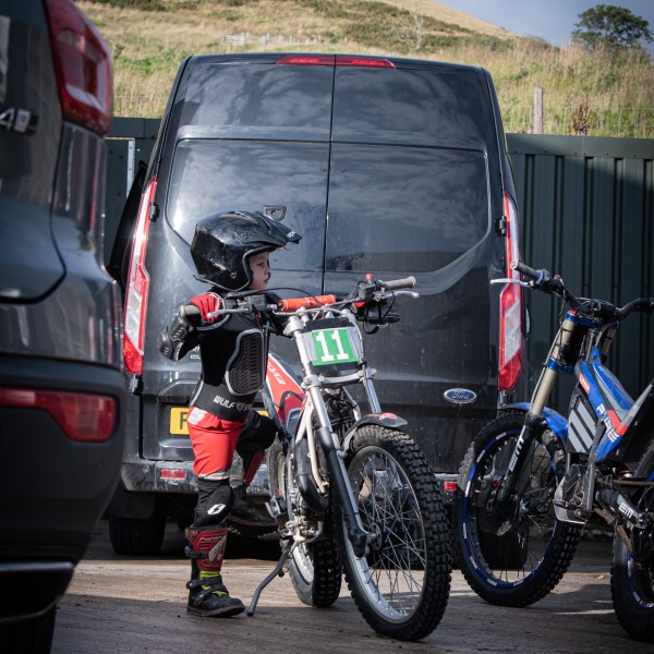 a motorcycle parked on the side of the road