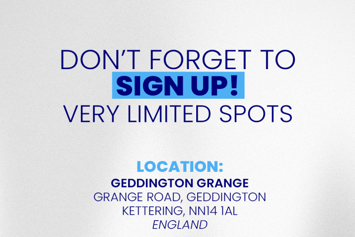 Event sign-up reminder with location details and logos.